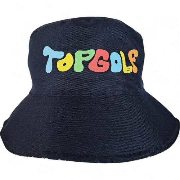 TopGolf‎ Bucket Hat Reversable Unisex Navy/Print golf fishing beach sun protect - Picture 1 of 6